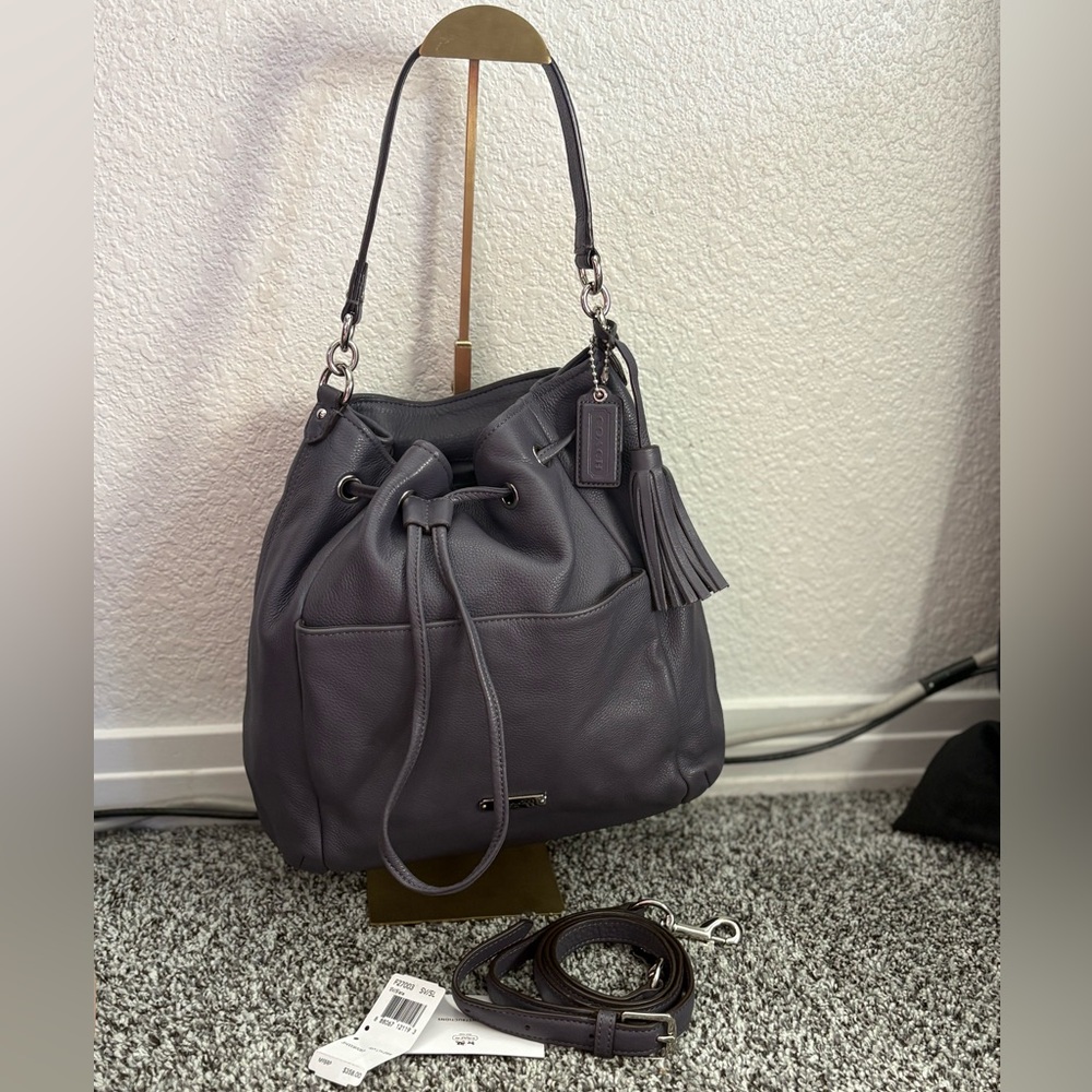 Coach Purple Leather Shoulder Bag - Picture 2 of 16